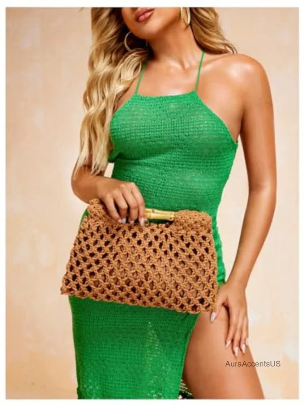 Straw Top Handle Hobo Bag Solid Summer Beach Clutch Purse Handbag
